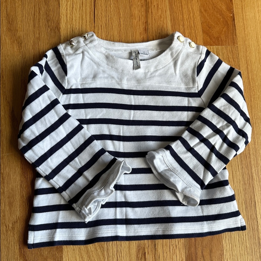 Janie and Jack Navy and White Striped Shirt 2t